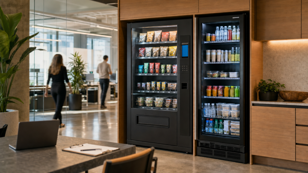 Office pantry alternative with smart vending in a modern Austin workplace
