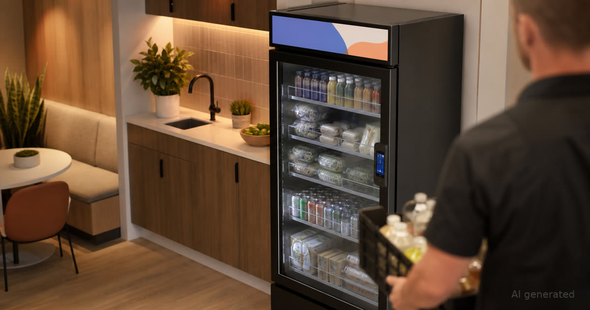 Smart vending setup in a clinic staff breakroom with a clean, easy-to-service area