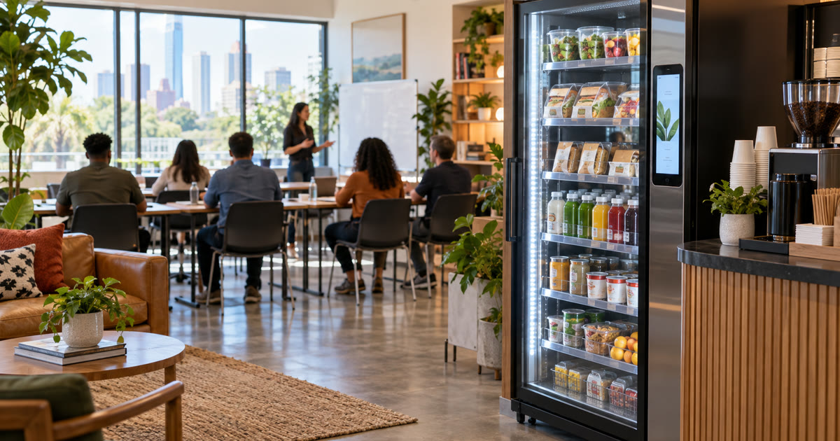 Revvolto smart vending option in a small business resource center pause area